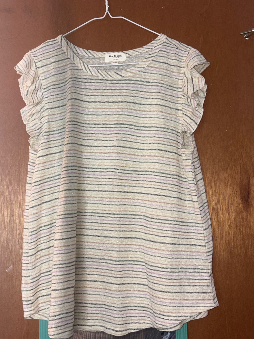 Kim and cami ruffle sleeve top